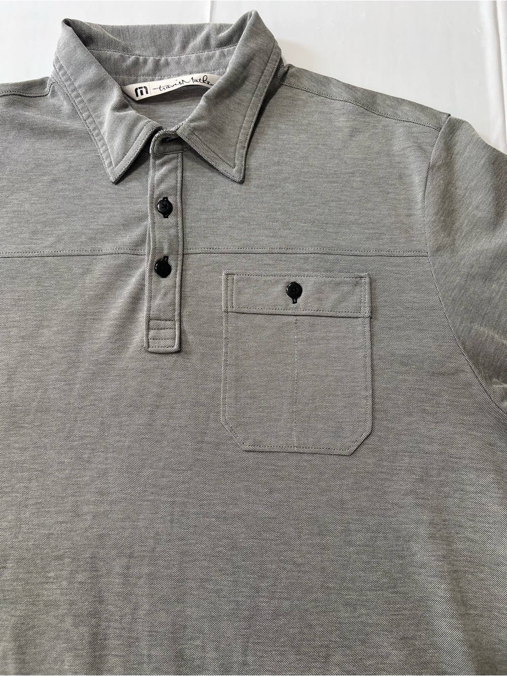 Travis Matthew Men’s Black Gray Heathered Short Sleeve Polo Golf Casual Medium